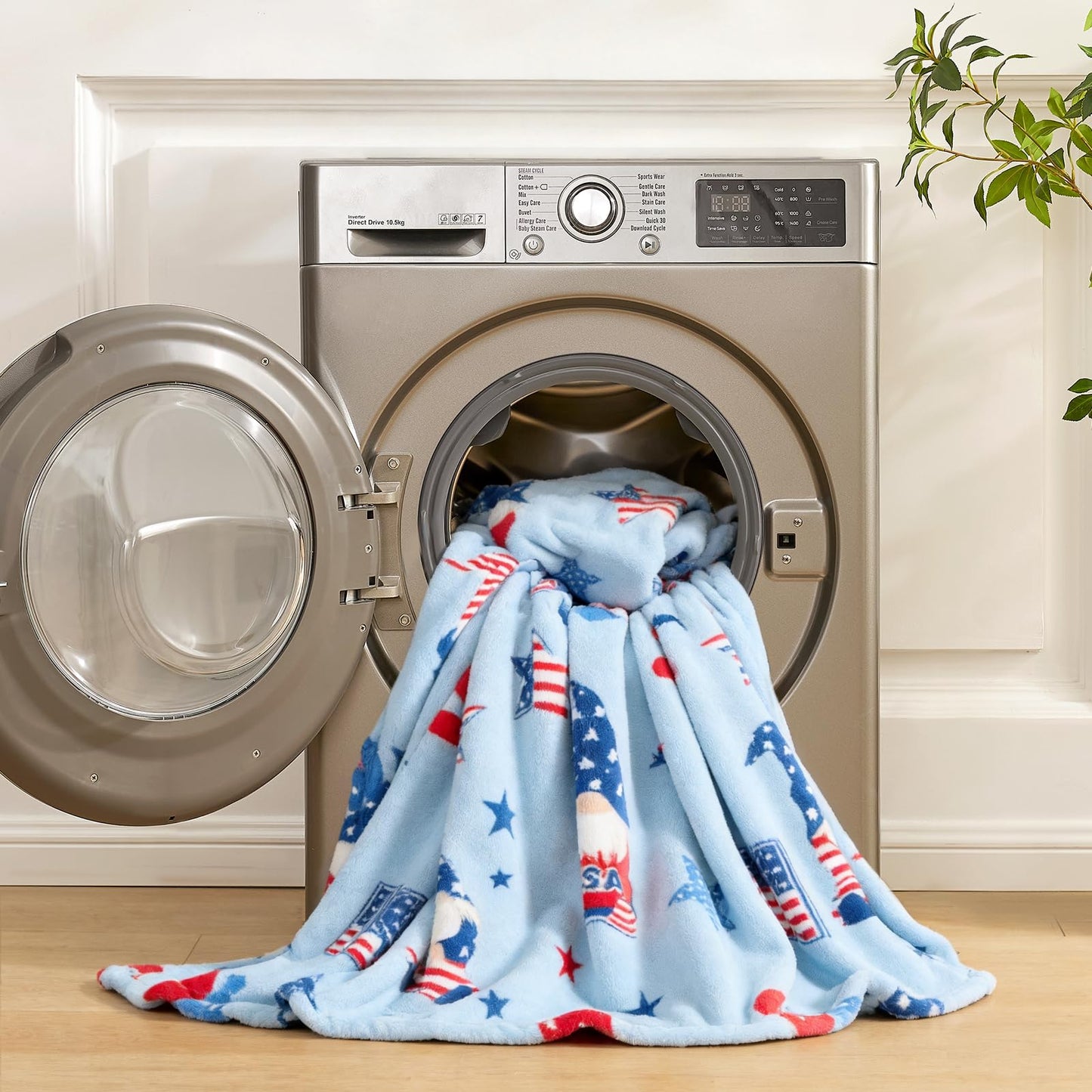 Cozy Bliss Gnome Patriotic Throw Blanket - 4th of July Warm MilkyPlush Throw Blankets,Ultra Soft Cozy Blankets for Couch,Sofa and Bed,Blue,50"x60"