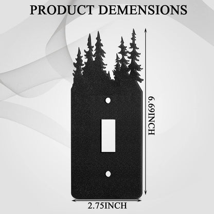 Kingdder 12 Pcs Metal Bear Light Switch Cover Moose Tree Mountain Elk Black Light Switch Plate Forest Outlet Toggle Wall Plate Cover for Home Single Gang Socket(Vintage Style)