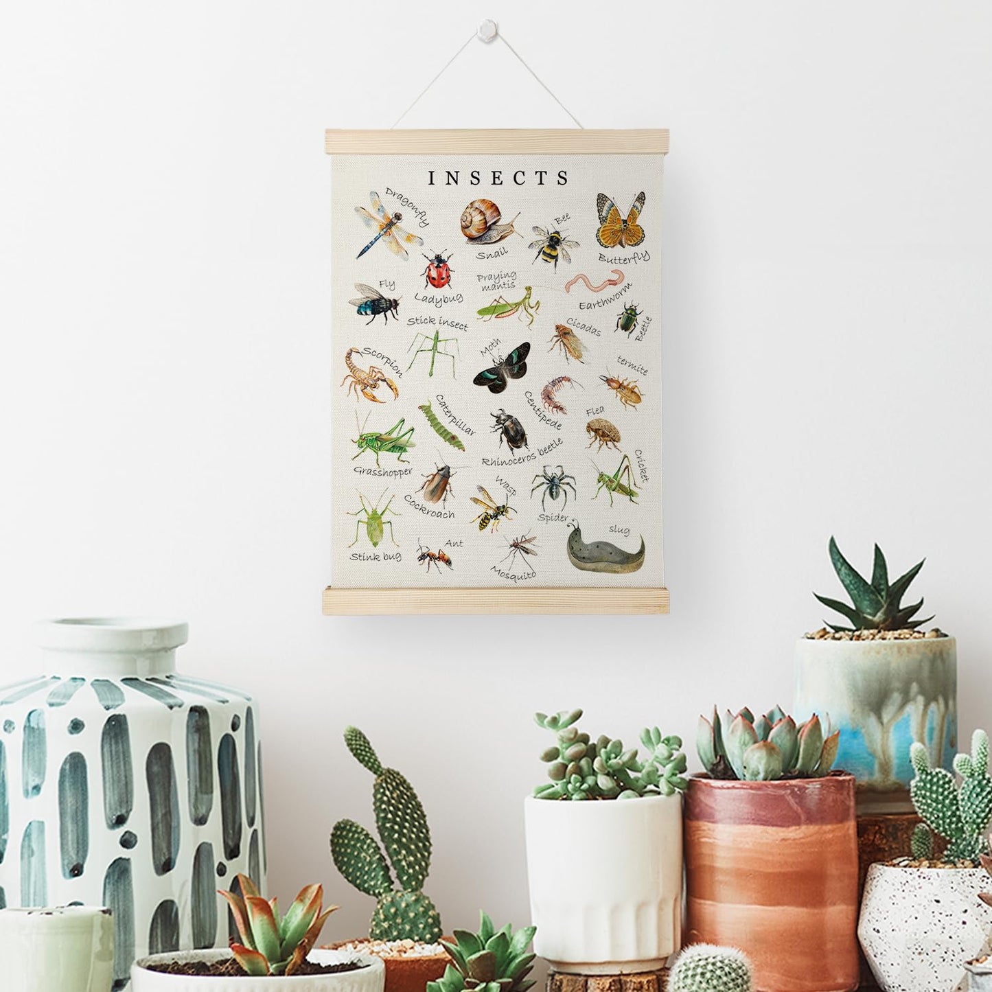 Nrleey Insects Poster Hanger Frame - Educational Wall Art, Kids Room Nursery Classroom Decor, 12x16 Inches