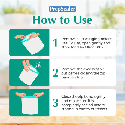 PrepSealer Reusable Food Storage Bags – Keep Fruits, Veggies & Meats Fresh Longer -10 Pieces (3 S, 3 M, 4 L)