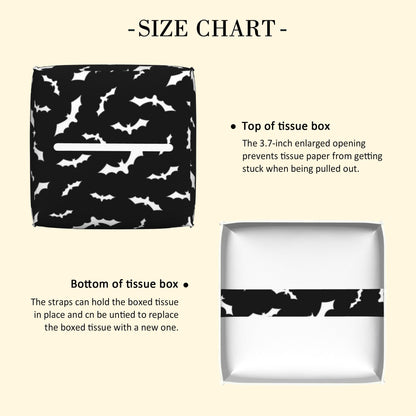 POIUBLE Halloween Bats Tissue Box Cover Leather Tissue Box Holder Square Facial Paper Organizer Dispenser for Bathroom Kitchen Bedroom Vanity Countertop Night Stands