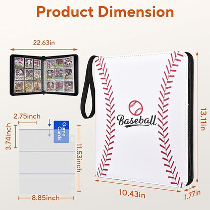 Baseball Card Binder 9 Pocket, 720 Pockets Trading Card Binder with Zipper, Portable Collector Card Album Storage Organizer for Sports Cards, Game Cards, Gifts for Kids