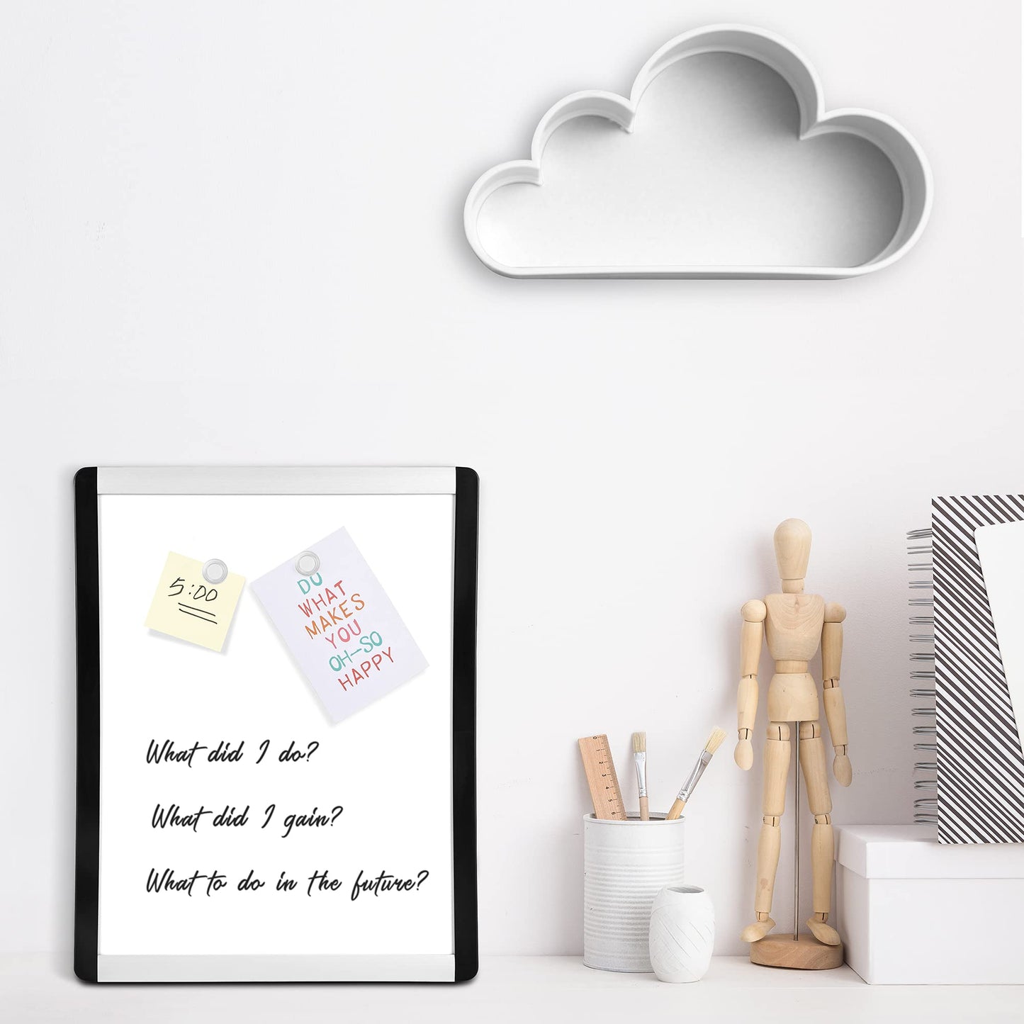 Amazon Basics Small Dry Erase Whiteboard, Magnetic, with Marker and Magnets, Lightweight, 8.5" x 11", Plastic/Aluminum Frame
