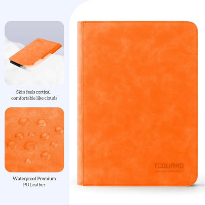 Trading Card Binder, 9 Side Loading Pocket Card Album Hold Up to 540 Cards, Zipper Binder for Cards Collection, TCG Card Holder for Game Card, Sports Card, Yugioh, MTG etc. (Orange 9)