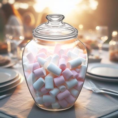 Amazing Abby - Sugar Sugar - 140-Ounce Plastic Candy Jar with Lid, Large Cookie Jar (7.5"(D) x 10.5"(H)), Apothecary Jar, BPA-Free, Shatter-Proof, Dishwasher-Safe, Great for Candy Buffet