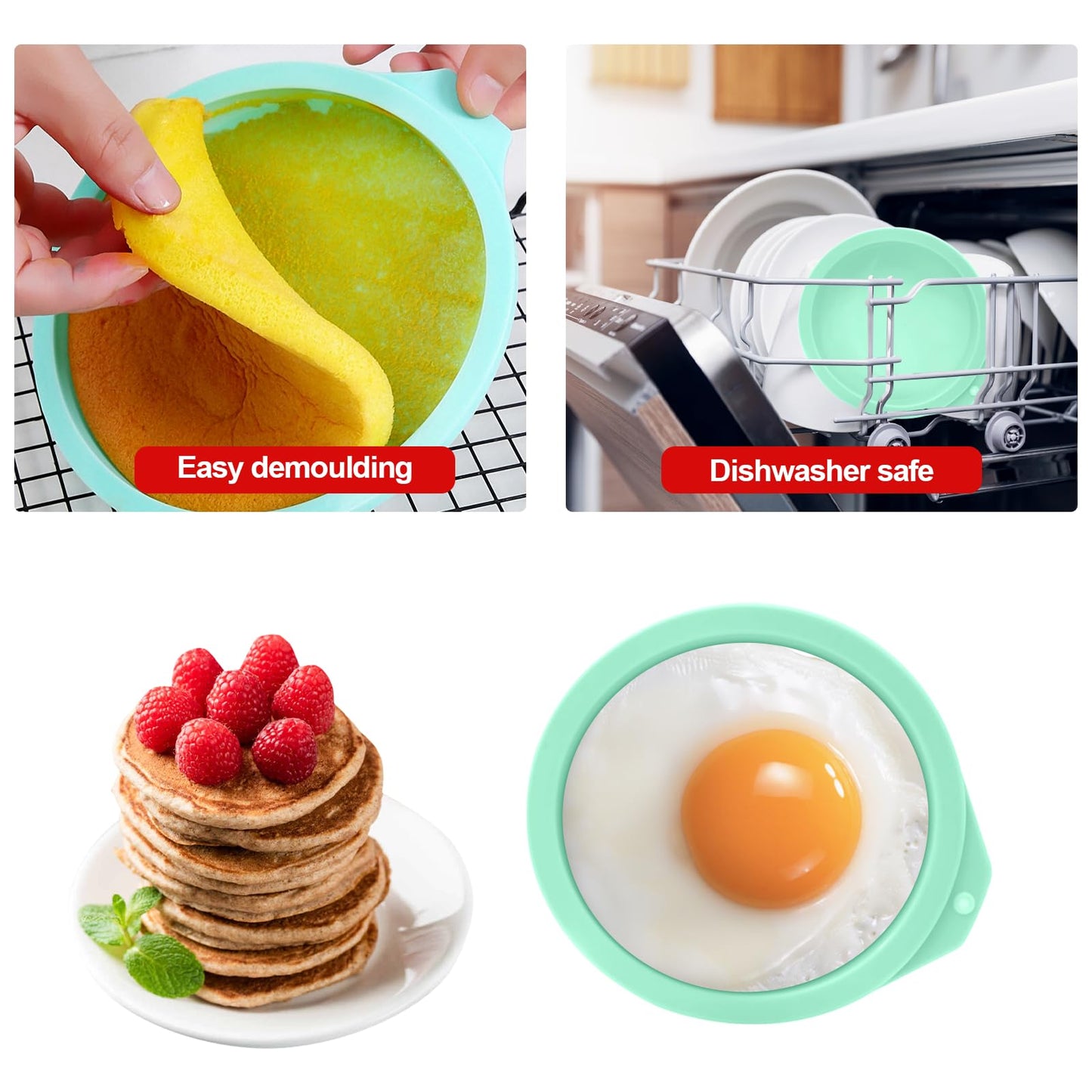 4 Pcs Air Fryer Egg Molds, Silicone Non-Stick Muffin & Toast Maker, Reusable Baking Cups Lids for Quick Cooking, Easy to Clean Air Fryer Accessories