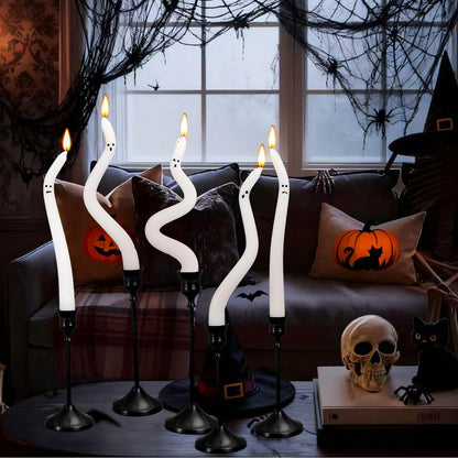 FYSUIMU 5 Pcs Halloween Ghost Taper Candles Funny Ghost Expression Twisted Wax Candles Decoration for Home Indoor Trick or Treat Party Table Supplies