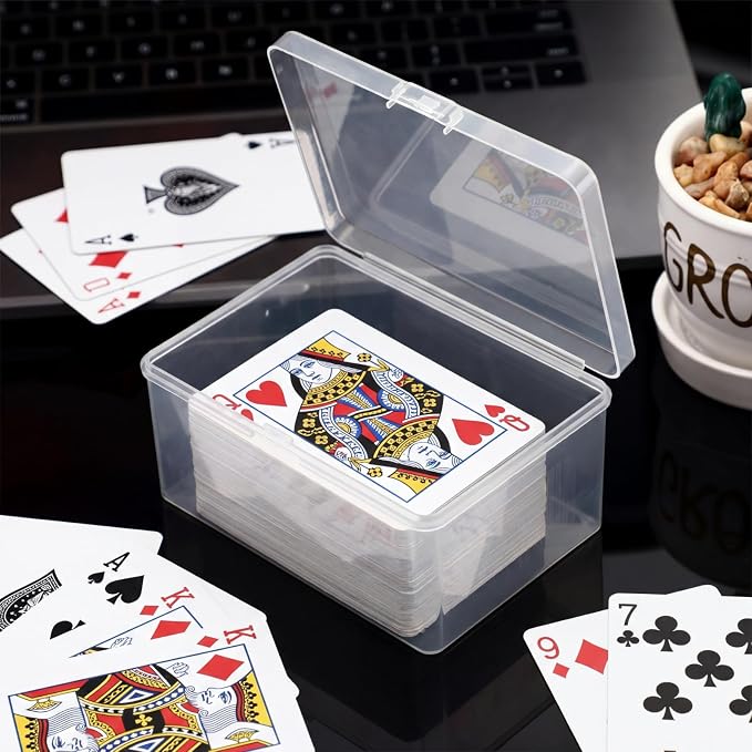 Vicenpal Playing Card Boxes Snaps Closed Clear Plastic Cases Poker Gaming Playing Cards Trading Card Storage Boxes Compatible with MTG TCG 100 Game Cases 4.3 x 2.95 x 2.2 Inches(4 Pcs)