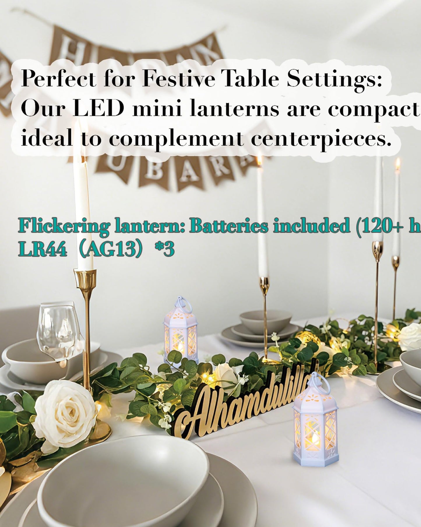 Reperla 8-Pack Mini Lanterns for Ramadan, Wedding,Halloween,Christmas, Small Decorative Lanterns with LED Candle for Baby Shower Party, Moroccan Lantern for Table Centerpiece, Medieval Decor, White