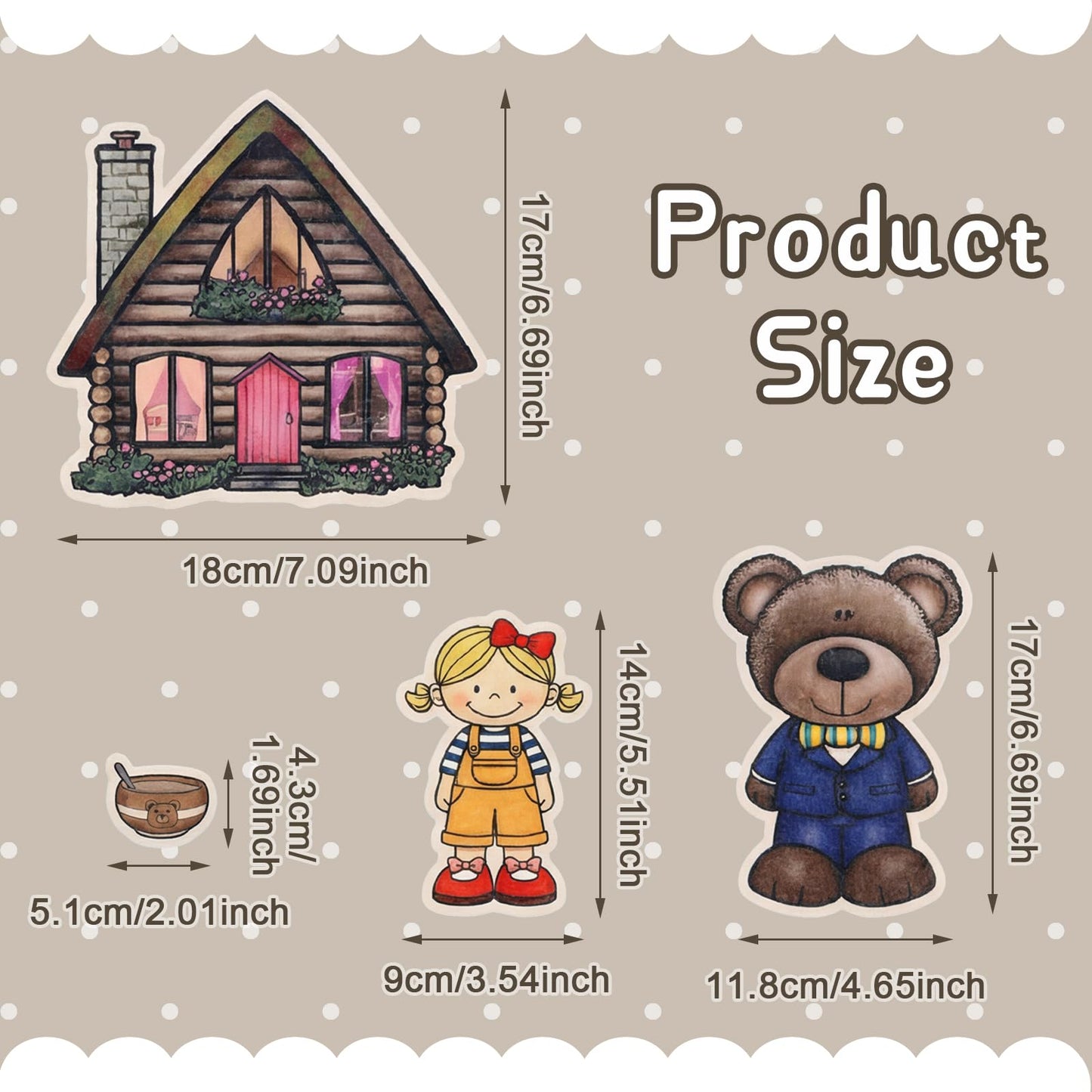 Peryiter 24 Pack Goldilocks and The Three Bears Felt Board Story Sets Precut Flannel Board Figures Stories for Preschool Toddlers Stories Play Activity