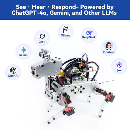 SunFounder AI Robot Kit with Raspberry Pi Zero 2 W+32G TF Card, ChatGPT-4o Enabled with Voice Command & Video Recognition, App Control, FPV, 12 Servos, Gyroscope, Camera, Mic