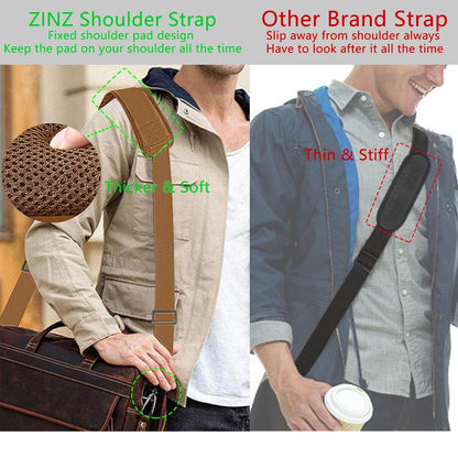 ZINZ 79 inch Shoulder Strap, Extra-thick Fixed Cushion Pad and Dual Clasps Universal Replacement Strap with Metal Swivel Hooks for Laptop Bags, Luggage Bags, Camera, Crossbody(Khaki)