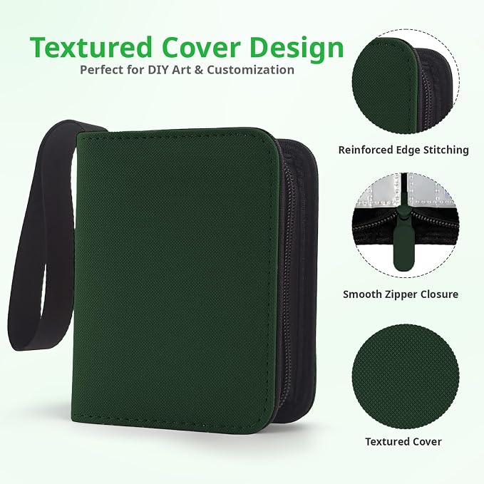 1 Pocket Card Binder with Zipper, 100 Pockets Mini Trading Card Album, Premium PU Leather Single Card Binder, Small Display Folder for TCG & Sports Cards