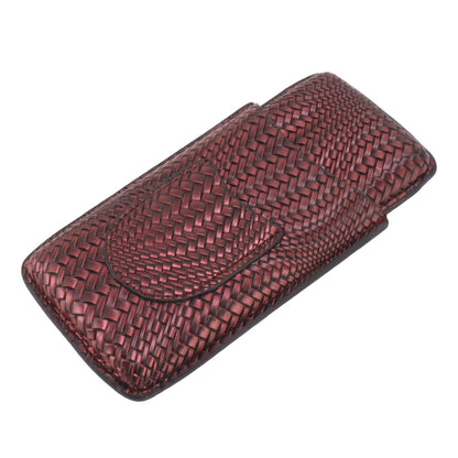 Travel Leather Cigar Case, 3 Finger Cigar Case Elegant Woven Pattern Gift Giving with Front Pocket for Office for Party()