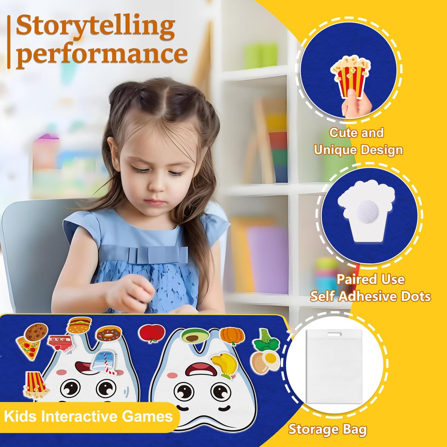 Ai fsem 22 Pcs Teeth Toys Felt Board Story Sets Felt Wall Activities for Toddlers Matching Game Toddler Learning Activities Play School Set
