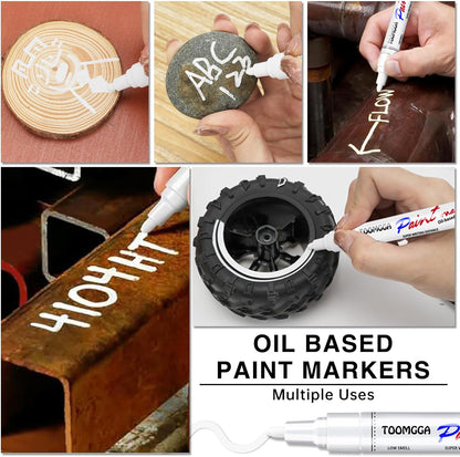 Orange Permanent Paint Pens - 2 Pack Oil Based Paint Markers, Pens for Rock Painting Car Tyre Metal, Plastic, Canvas, Mugs, Wood, Glass, Quick Drying and Waterproof, Medium Point