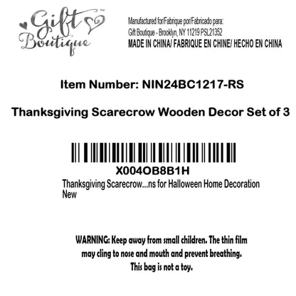 Gift Boutique Thanksgiving Scarecrow Wooden Decor Set of 3 Fall Tiered Tray Autumn Table Centerpiece Wood Standing Signs for Halloween Home Decoration