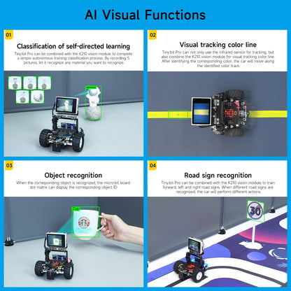 Yahboom Micro bit Smart Robot Car Tinybit Pro AI Visual Recognition Graphical Cooding Line Tracking Ultrasonic Sensor IR APP Control