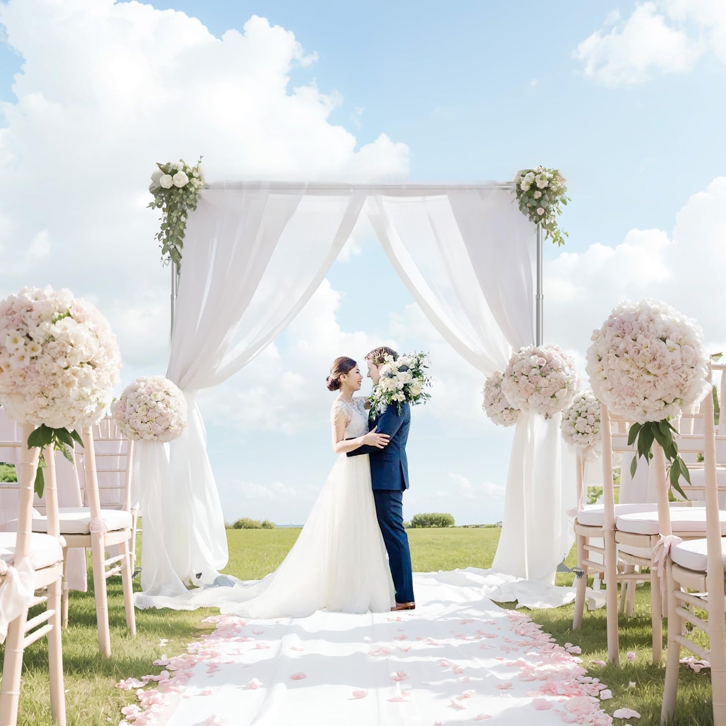 EMART Pipe and Drape Backdrop Stand Kit, Heavy Duty Adjustable Photo Background 10ftx10ft with Wheels, Metal Frame with Flat Base for Photography Wedding Party Decorations