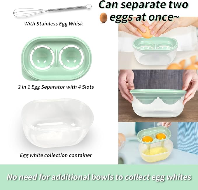 Egg White Separator with Egg Beater, Egg Separator Yolk White Separator Egg Filter Storage Box Food Grade Level Kitchen Gadgets Egg Separator for Kitchen Cooking Gadgets