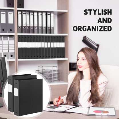 Henoyso 24 Pcs Black 1.5" 3 Ring Plastic Binder Bulk, 1 1/2 Inch Soft Flexible Binders Round Rings, Fits Letter Size 8.5'' x 11'' Paper, Holds 350 Sheets, for School Office (1.5 Inch)