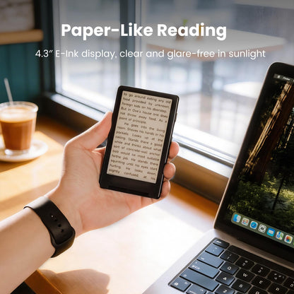 XTEINK X4 E-Book Reader (Developer Edition), 4.3" Pocket E-Ink eReader, Physical Page-Turn Buttons, Ultra-Thin 0.23" & 2.72 oz, Magnetic-Ready Design, Distraction-Free Reading, 16GB, Space Black