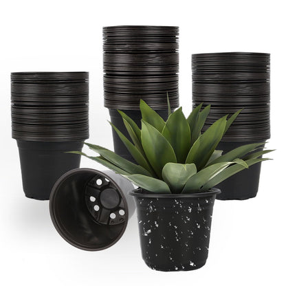 TAQIXI 100 Packs 4 5 6 Inch Nursery Pots, Plastic Nursery Pots for Plants with Drainage Holes, Seed Starting Garden Pots of Flower Plant Container for Succulents, Transplanting (100, 5 Inch)