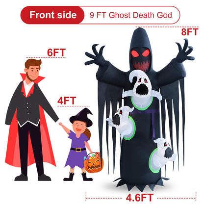 HZGDEJTG 8ft Harvester with Runaway Ghost on Chest Halloween Inflatable Outdoor Decoration, Yard Decorations with LED Lights for Outdoor Lawn, Garden, Home Holiday Party