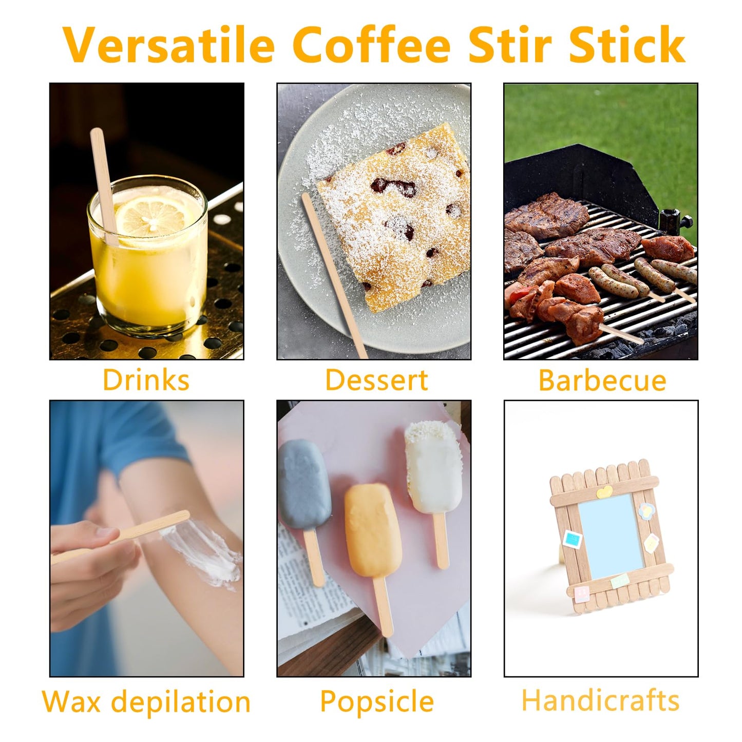KTOJOY 1000 Pack Birch Wood Coffee Stirrers, 7.5 Inch Sturdy Coffee Stir Sticks, Smooth Round Ends, Splinter-Free Disposable Stir Sticks for Coffee, Cocktails, Office, Home Use