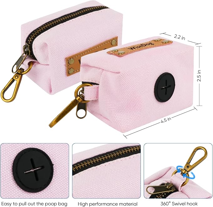 Wisedog Waterproof Dog Collar and Leash Set, XL, Pale Pinkish Purple | Adjustable Puppy Collar, Cute Tag, 6FT Dog Leash, Includes Poop Bag, For Small Medium Large Dogs