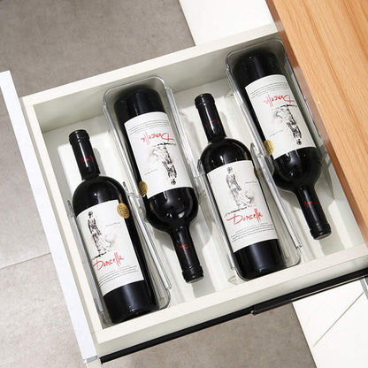 Cheeren 2 Pack Plastic Stackable Water Bottle and Wine Rack Storage Organizer for Kitchen Countertops, Pantry, Fridge, Clear
