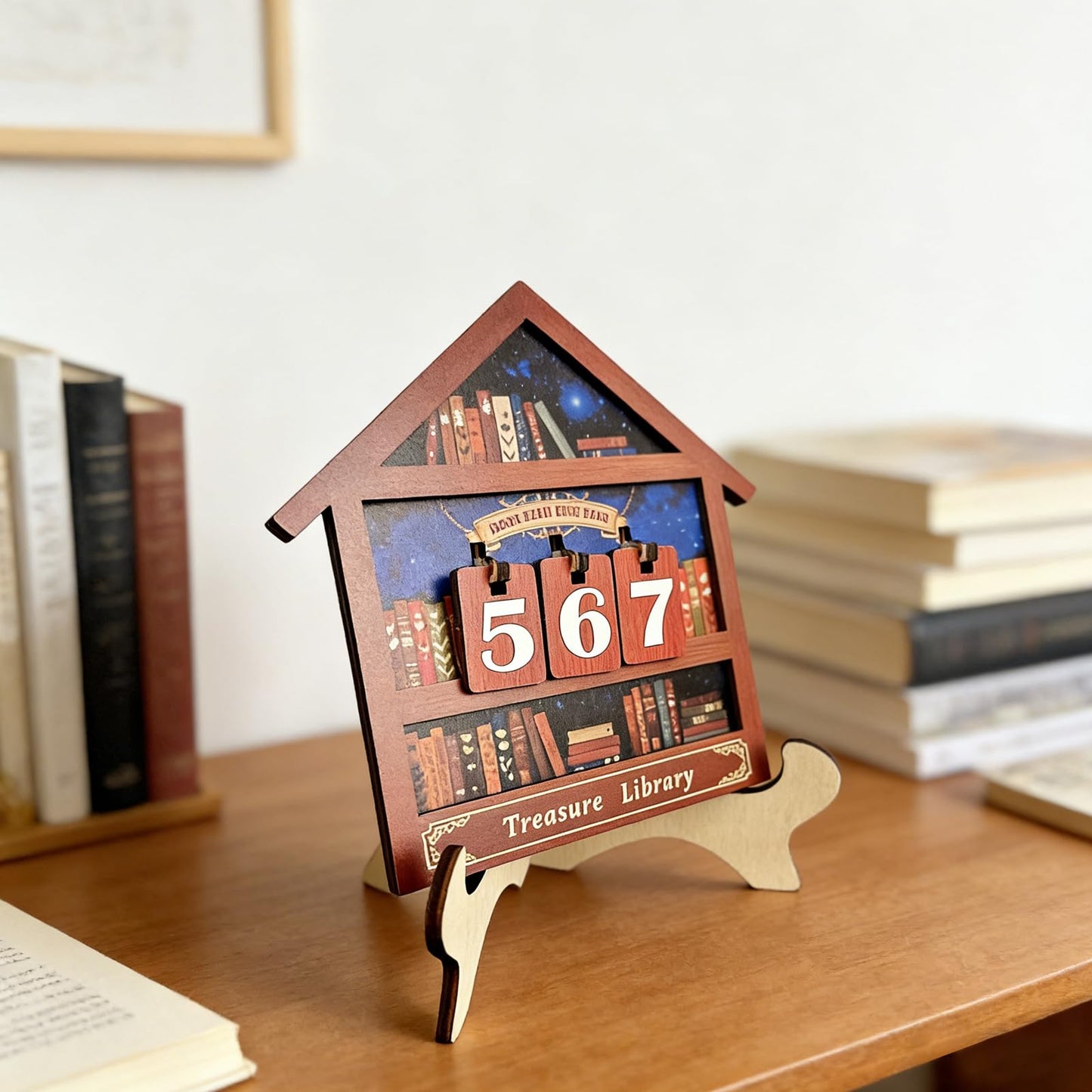 Reading Tracker Counter Sign, Wooden Books Read This Year Display, Book Lover Gift for Librarian, Reader, Teacher, Women, Wall and Table Decor for Home Library, Teachers, Book Lovers（Bookstore）