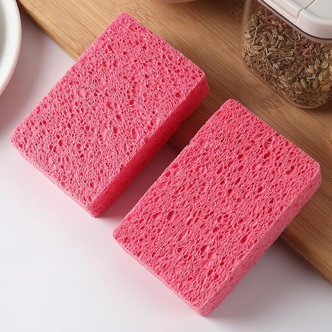 24 - Pack Non-Scratch Scrub Sponges - Sponges for Dishes and Washing Dishes, Cleaning Sponges for Kitchen Home and More（Pink）