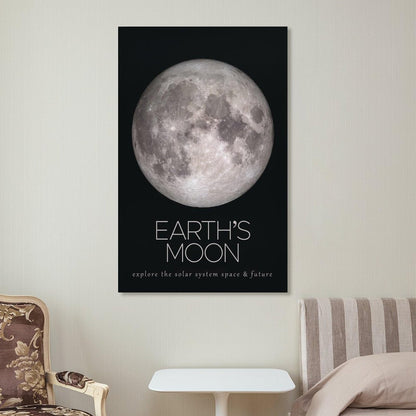 LGDSBHH Minimalist Earths Moon Solar System Canvas Wall Art - Educational Space Planet Poster - Science Classroom & Kids Bedroom Decor - 12x18 Inch (Unframed)