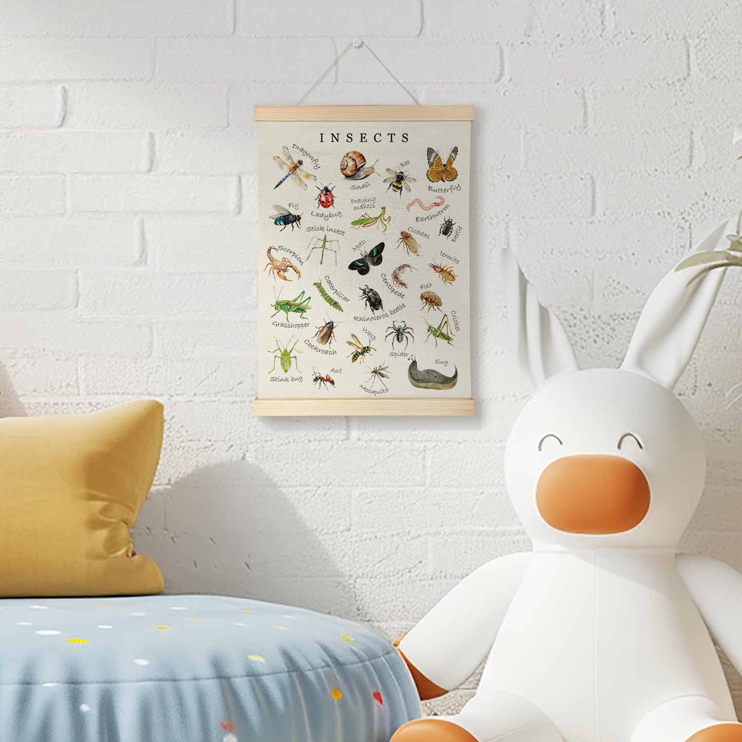 Nrleey Insects Poster Hanger Frame - Educational Wall Art, Kids Room Nursery Classroom Decor, 12x16 Inches