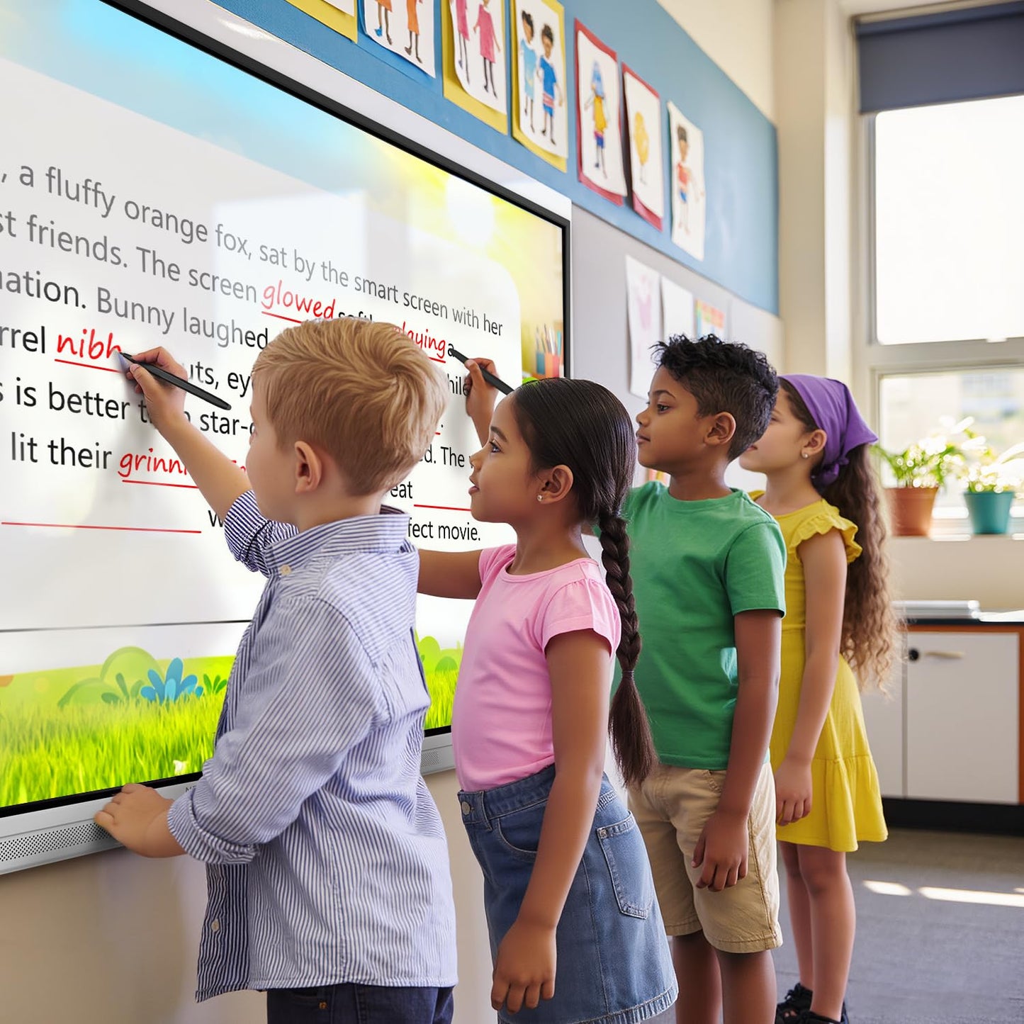 NEWORK Smart Board, 75" Interactive Whiteboard with Google EDLA, Built-in Digital Whiteboard, Wireless Casting, Split-Screen & Unlimited Canvas for Business and Education (Wall Mount Included)