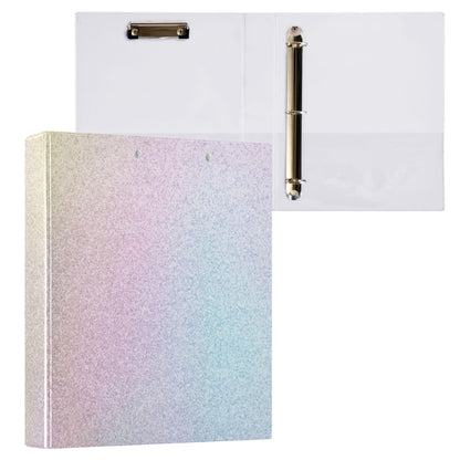 Rainbow Round Ring Binders 1.5 Inch White Pink Gold Marble Tie Dye 3 Ring Clipboard Binder for Office School Work Supplies File Folder Document 200 Sheet Capacity Easy Open