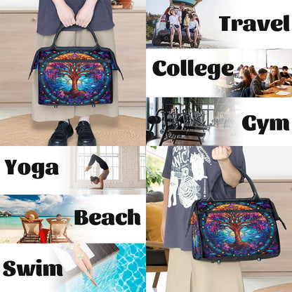 Small Weekender Bag for Women Tree Of Life Beauty Foldie Gym Duffle Bags Canvas Compact Workout Bags Carry On Tote Bag Sport Travel Overnight Sleepover Hospital for Traveling Luggage