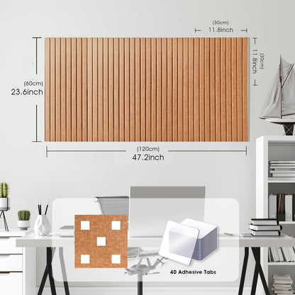 Large Cork Board for Office, 8 Pack Felt Wall Tiles with Slat Wall Paneling and Safe Removable Adhesive Tabs, Felt Bulletin Board Pin Board Cork Boards for Walls - Burnt Orange