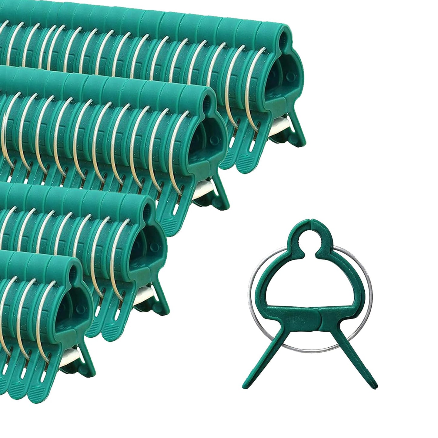 URANT 60 Pack Small Plant Clips for Garden,Stainless Steel Spring Tomato Clips for Stakes,Gentle on Stems,Non-Slip Vine Clips for Trellis,Cucumber,Orchid,Rose,Climbing Plants Support,Green