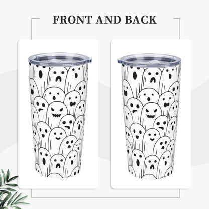 TOUNHEYA Halloween Ghost Tumbler with Lid and Straw Cute Boo 20oz Insulated Stainless Steel Cup Spooky Travel Coffee Mug Water Bottle for Women Gift for Birthday Christmas