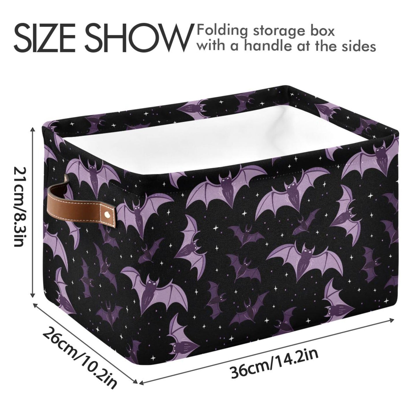 ALAZA Halloween Star Bat Black Foldable Storage Box Storage Basket Organizer Bins with Handles for Shelf Closet Living Room Bedroom Home Office 1 Pack