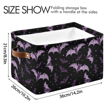 ALAZA Halloween Star Bat Black Foldable Storage Box Storage Basket Organizer Bins with Handles for Shelf Closet Living Room Bedroom Home Office 1 Pack