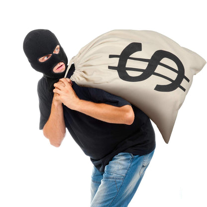 Boao 19.7 x 15.8 Inch Extra Large Money Bags Prop Money Dollar Sign Drawstring Canvas Bag with Dollar Symbol for Toy Favor Cosplay Themed Party