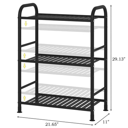 JSB 3-Tier Adjustable Shelving Unit, Heavy Duty Storage Rack Organizer Metal Corner Shelf for Kitchen Living Room Laundry Pantry Bathroom (Black, 3 Tier)…