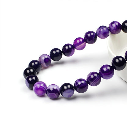 MJDCB Natural Stone Beads Purple Striped Agate Round Loose Beads for Jewelry Making DIY Bracelet Necklace (4mm)