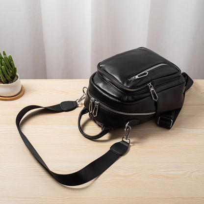 HUAZHIMAO Small Backpack Purse for Women Mini Backpacks PU Leather Women's Versatile 3 in 1 Fashion Handbag Travel Daypacks (Black)