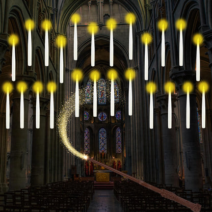 GTYZZH Christmas Decorations, 24PCS Floating Candles with Wand, Hanging Candles with Remote Wand, Warmwhite Flickering Flameless Magic Floating Candle Lights for Halloween Christmas Party