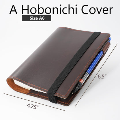 Krozur Hobonichi Techo Original Planner Cover A6, Genuine Leather, Leather Cover for Hobinichi Techo Original Planner A6, with a Build-In Pen Loop, Chestnut