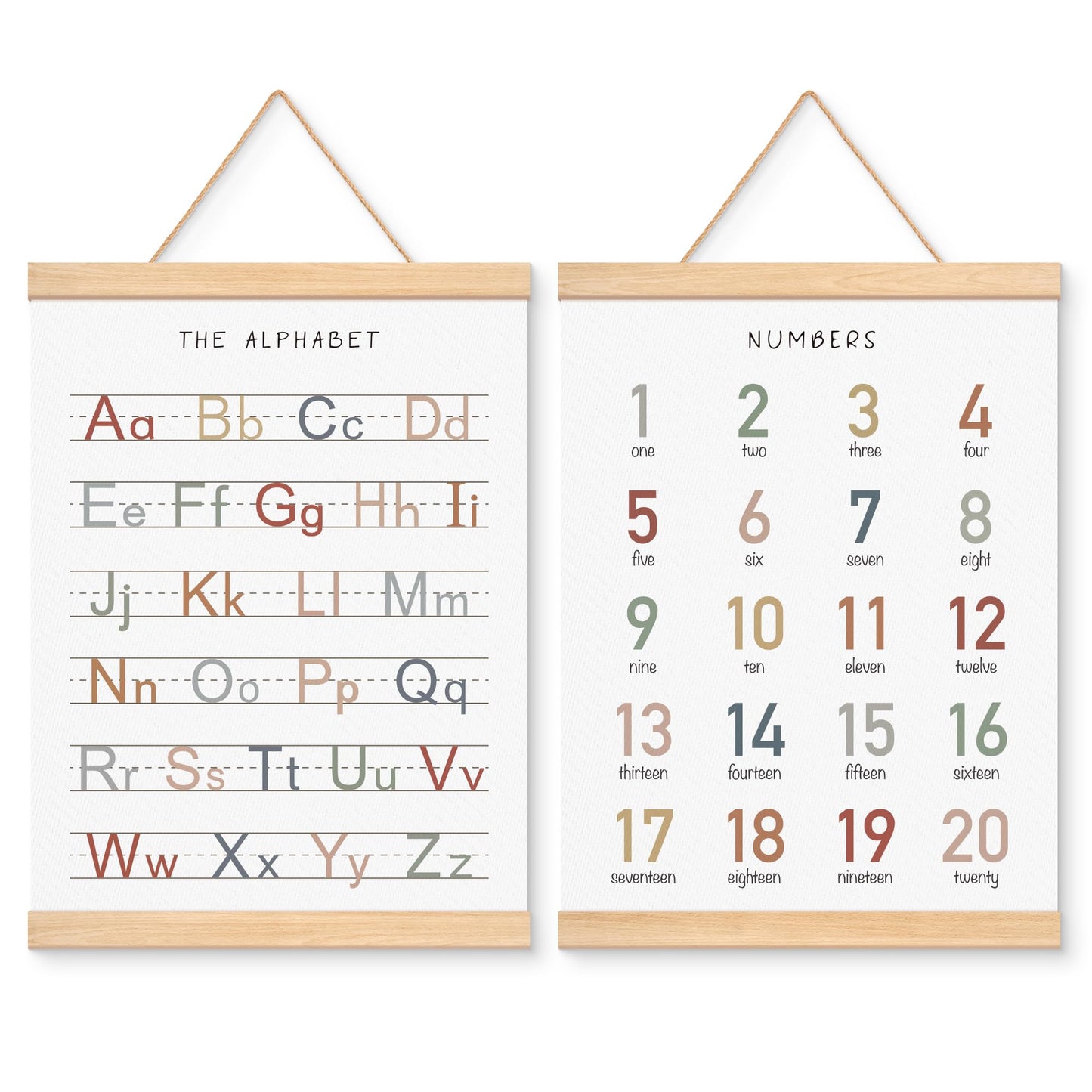 EliteSign Educational Preschool Learning Posters, Alphabet Numbers Posters for Toddlers, ABC Banner Wall Hanging Posters Decor for Classroom Playroom Nursery Kids Room, 12x17 Inch Set of 2